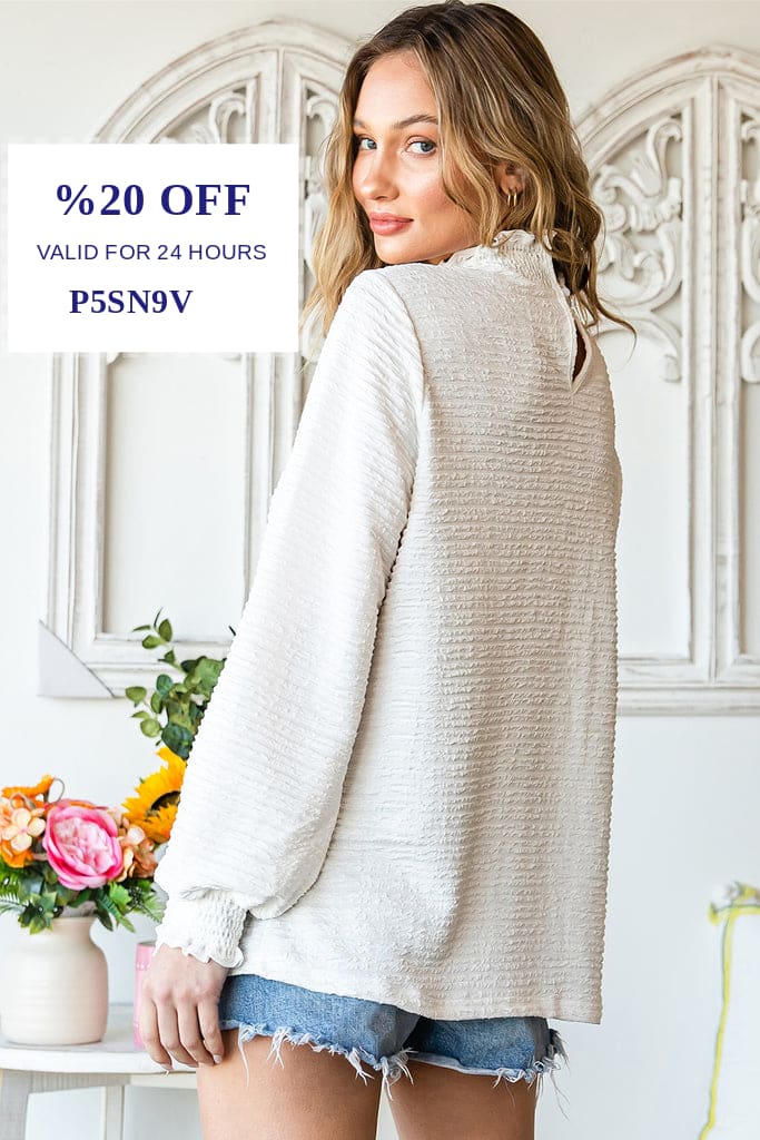 LAGCoffe's tweet photo. Check out this product 😍 Frill Trim Balloon Sleeve Textured Blouse 😍 
by Trendsi starting at $35.99. 
Shop now 👉👉 https://t.co/yIN9EdNf4v https://t.co/nT6nVvJpEs