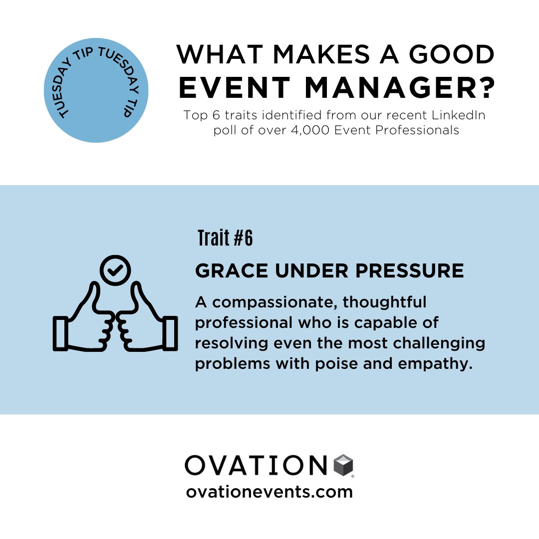 Events can be set off course in many ways and the person in charge needs to be compassionate, thoughtful and capable of resolving challenging problems with poise and empathy. 

Check out the top 6 traits to see what makes a good Event Manager - hubs.ly/Q01Ll0nm0