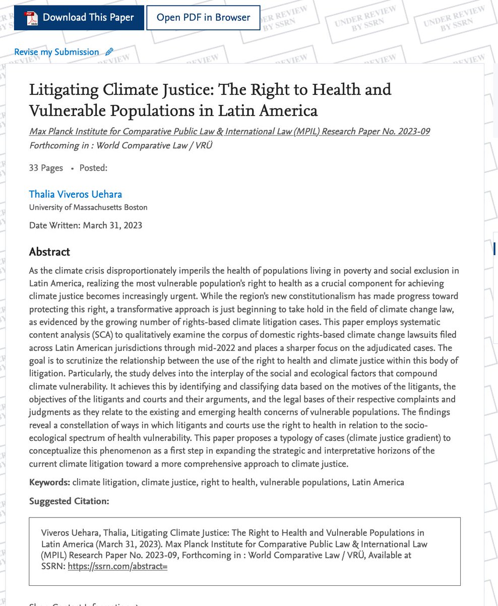 MPILheidelberg's tweet photo. In #MPIL Research Paper Series No.2023-09 @thalia_viveros employs systematic content analysis  to examine #climatelitigation across Latin America to scrutinize the relationship between the use of the #righttohealth and #climatejustice.
👉https://t.co/zUK8QTQq8D https://t.co/BMW2wjm1VH