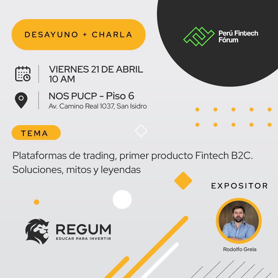 regumcapital's tweet photo. Atento Perú! Viernes 21 de Abril en el Perú Fintech Fórum. Regum dirá presente. Solicita info en info@regumcapital.com @FinTechPe https://t.co/HyZ1J2karE