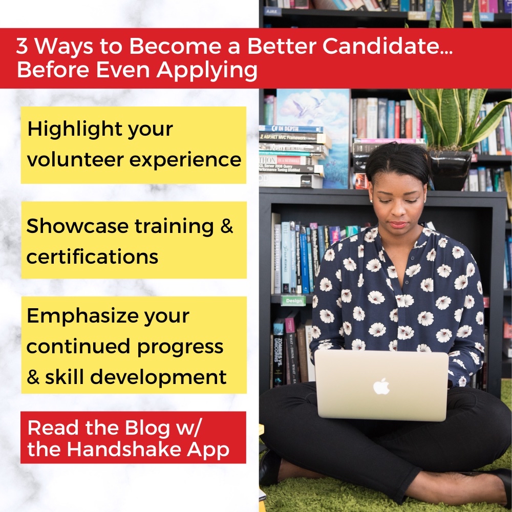 Take advantage of UMBC Career Month and check out Handshake's article on "3 Ways to Become a Better Candidate… Before Even Applying."
Learn more today with the Handshake App!

#UMBC #CareertipTuesday #careermonth #Handshake #careeradvice