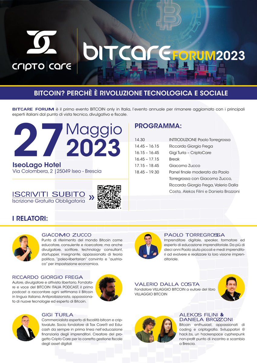 gigiturla's tweet photo. Siete tutti invitati. Evento gratuito ma di alto valore. @giacomozucco @Rikki6ixx @VillaggioBTC @afilini @danielabrozzoni @torregrossap #Bitcoin #criptocare #bitcare https://t.co/6UeqTyDKUH