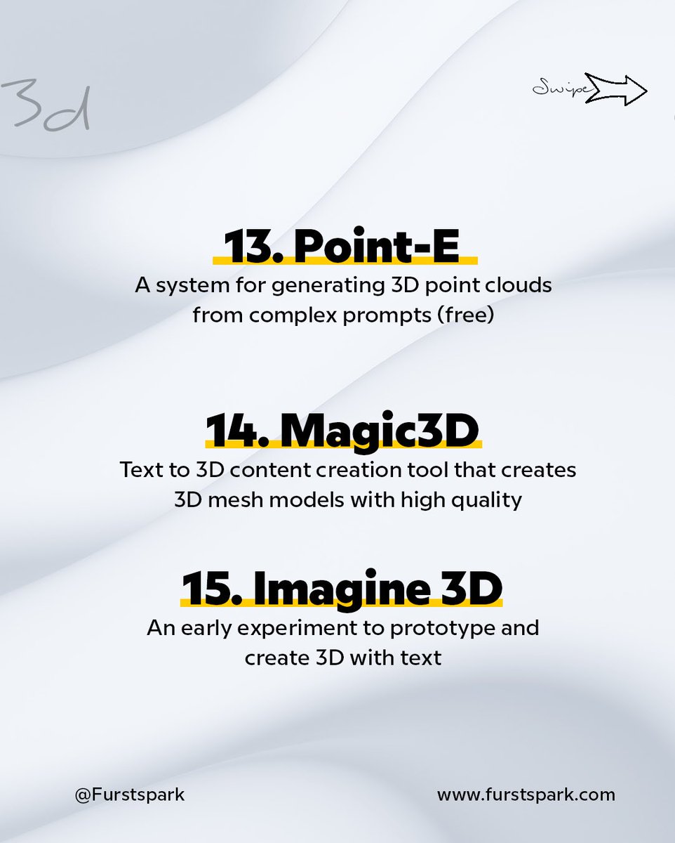 FurstSparkHQ's tweet photo. #pointE #magic3D #imagine3D #ArtificialIntelligence #artificialintelligenceart #furstspark https://t.co/DhO21qgTP3