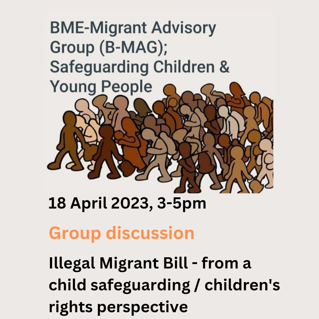 safeguardingBME's tweet photo. Today's meeting considered the implications of the Illegal Migration Bill (introduced 7 March) for children and young people, including unaccompanied asylum-seeking children (#UASC) and families from #BME communities #BMAG #CYPinMigration https://t.co/3FoJyrqJZy