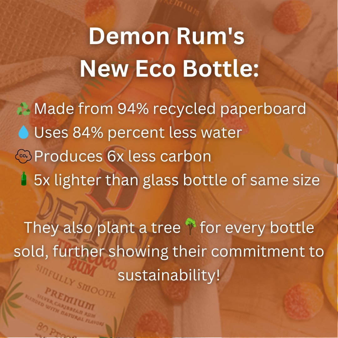 Did you know that our partner Demon Rum just launched their new Eco Bottle for #EarthDay?

Check it out if you'd like to try a new sustainable spirit just in time for summer! 🌞

#recycled #SustainableSpirits #CarbonFootprint

drinkdemonrum.com