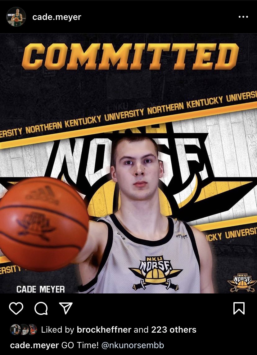 Cade Meyer is staying in the Horizon League. He has committed to Northern Kentucky per his Instagram page. #HLMBB