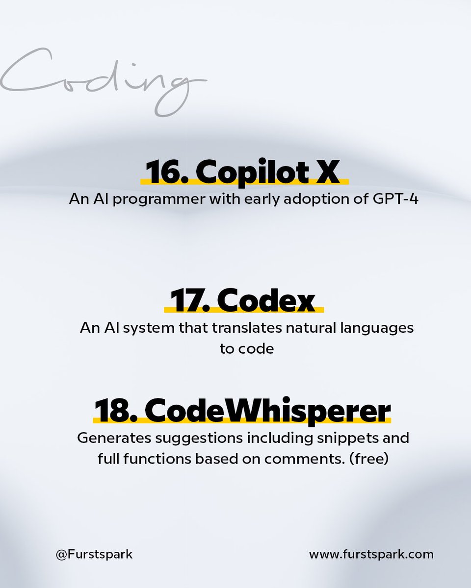 FurstSparkHQ's tweet image. #copilot #copilotx #codex #CodeWhisperer #ArtificialIntelligence #artificialintelligenceart #furstspark