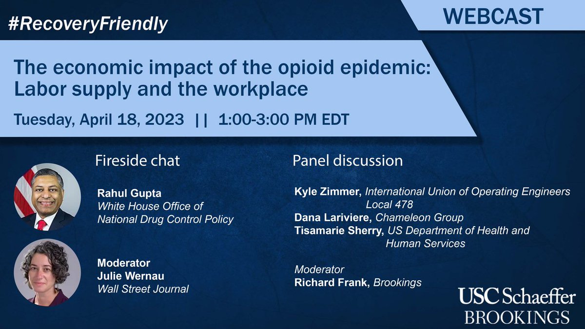 BrookingsEcon's tweet photo. .@DrGupta46: "If you think that you do not have anyone in recovery or with substance use in your business, you're either too small or you're mistaken." #RecoveryFriendly

Tune in now -> https://t.co/N8Bjb45gF5 https://t.co/TuqFmbH40c