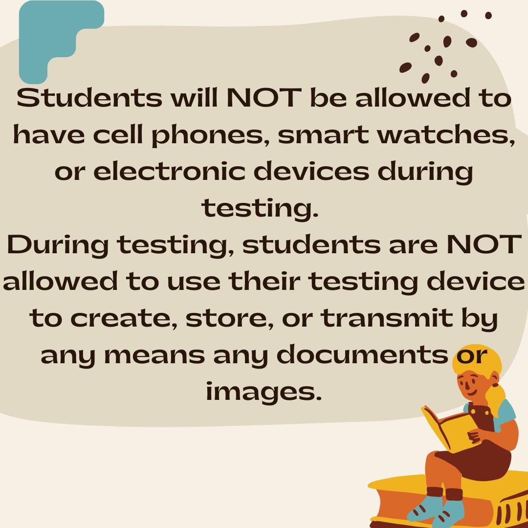 BlackWaterMS's tweet photo. As a reminder- our State Testing dates start in a week! Here are the dates and some reminders. Thank you for helping these testing dates go as smoothly as possible! https://t.co/SxC1uQ7Jde