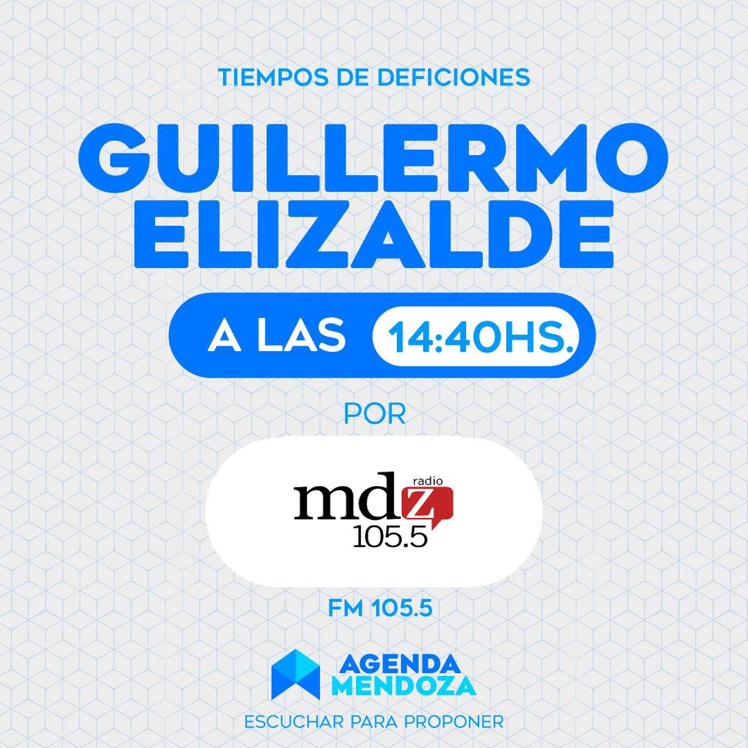 AgendaMendozaOk's tweet photo. En instantes @GElizaldeMza estará en @mdz_radio #1mendocinoparamendoza #escucharparaproponer @vtolosapaz @alferdez https://t.co/L3q0Wb8IZZ