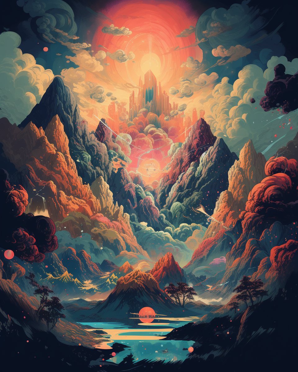 Griz's tweet photo. I just finished a song (remix) and I made this piece on mid journey which kinda looks like what the song sounds like https://t.co/61oZogIEBb