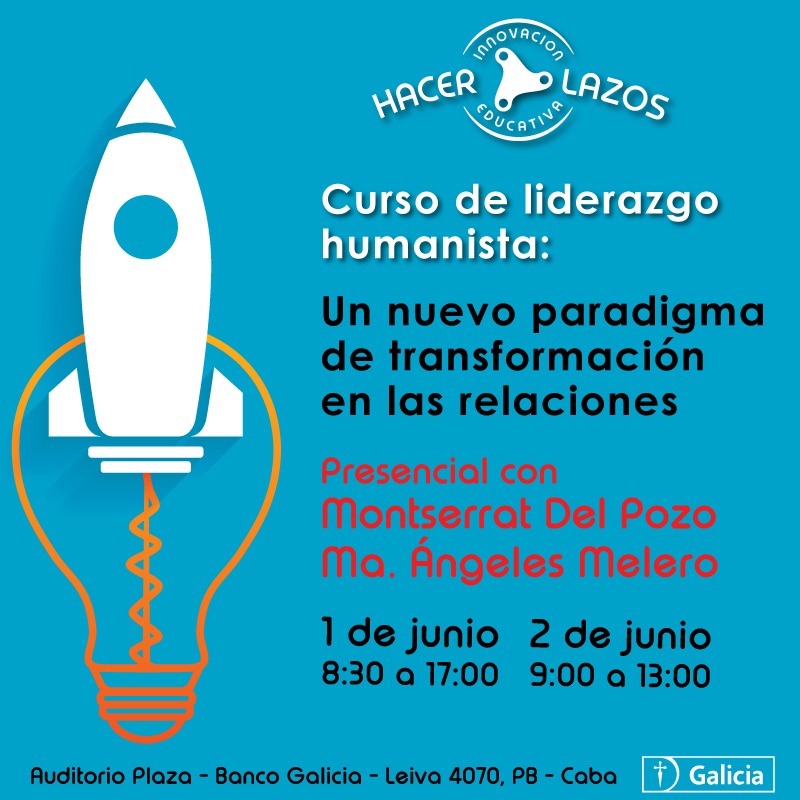 Nuevo curso de #LiderazgoHumanista, con <a href="/montsedelpozo/">Montserrat Del Pozo</a> y <a href="/MAngelesMelero/">Mª Angeles Melero</a>  
Cómo acompañar al grupo.
El Equipo como motor de cambio.
1  jun, 08:30 a 17:00
2 jun, 09.00 a 13:00
PRESENCIAL en Auditorio Plaza <a href="/BancoGalicia/">Galicia</a> - Caba. Inscripción: bit.ly/3L7qFrt