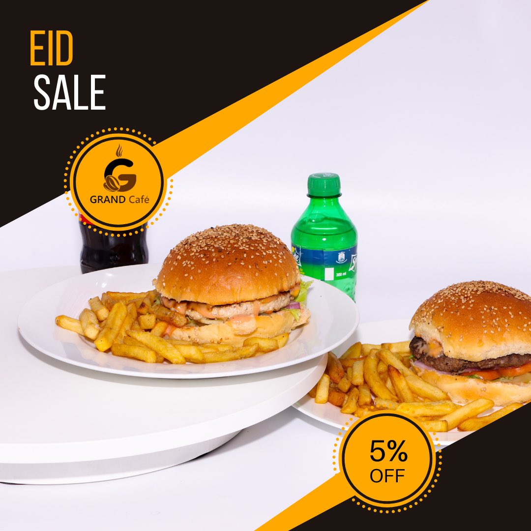 grandcafe_so's tweet photo. Eid MUBARAk in advance 😊 

Celebrate this Eid Al-Fitr with a 5% discount on our Burger, Pizza and Sandwich 🥪 🍔 🍕

Location: Airport Road, Mogadishu-Somalia
For reservations:  061-0-862385

#ramadan  #RamadanMubarak  
#AfurWanaagsan #ramadanbuffet #iftar  
#Mogadishu #somalia https://t.co/O9ui8wt1Vv