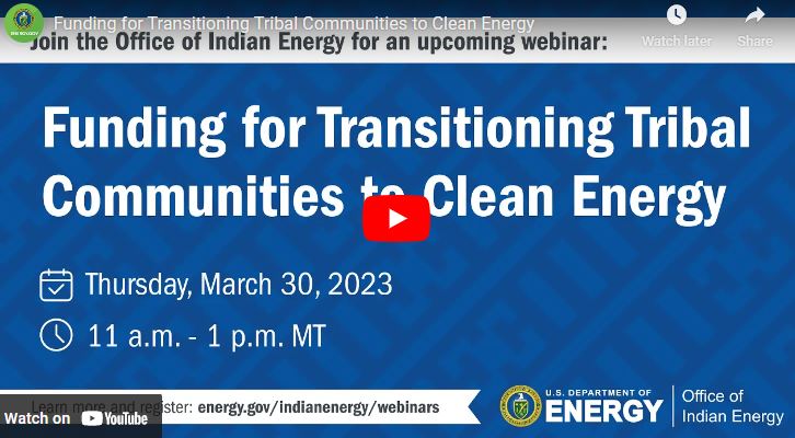 DOEIndianEnergy's tweet photo. ICYMI: Watch the recording of our recent monthly webinar on "Funding for Transitioning Tribal Communities to Clean Energy".
View the video and slides from the March 30 presentation ππΎhttps://t.co/Rrs7km3WPK
#tribalenergy #cleanenergy #nativetwitter #nativeenergy https://t.co/BFgT9g1uBx