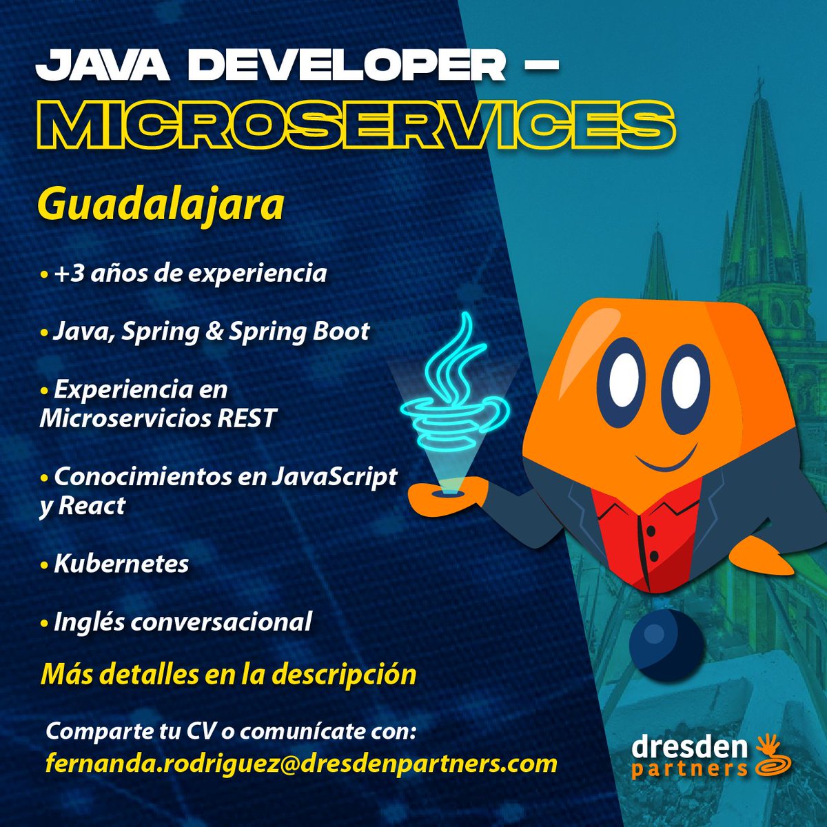 DresdenPartners's tweet photo. ✅Contamos con una vacante para Java Developer - Microservices, en Guadalajara: https://t.co/IFa27fiUm5

✅Envía tu CV y consulta más detalles con Fernanda Rodríguez:
https://t.co/uOyrLhFrh4

#EmpleosTI #ITJobs #BolsasDeTrabajo #DresdenPartners #Mexico #VacantesTI #nuevotrabajo https://t.co/t4zcpbZkAs