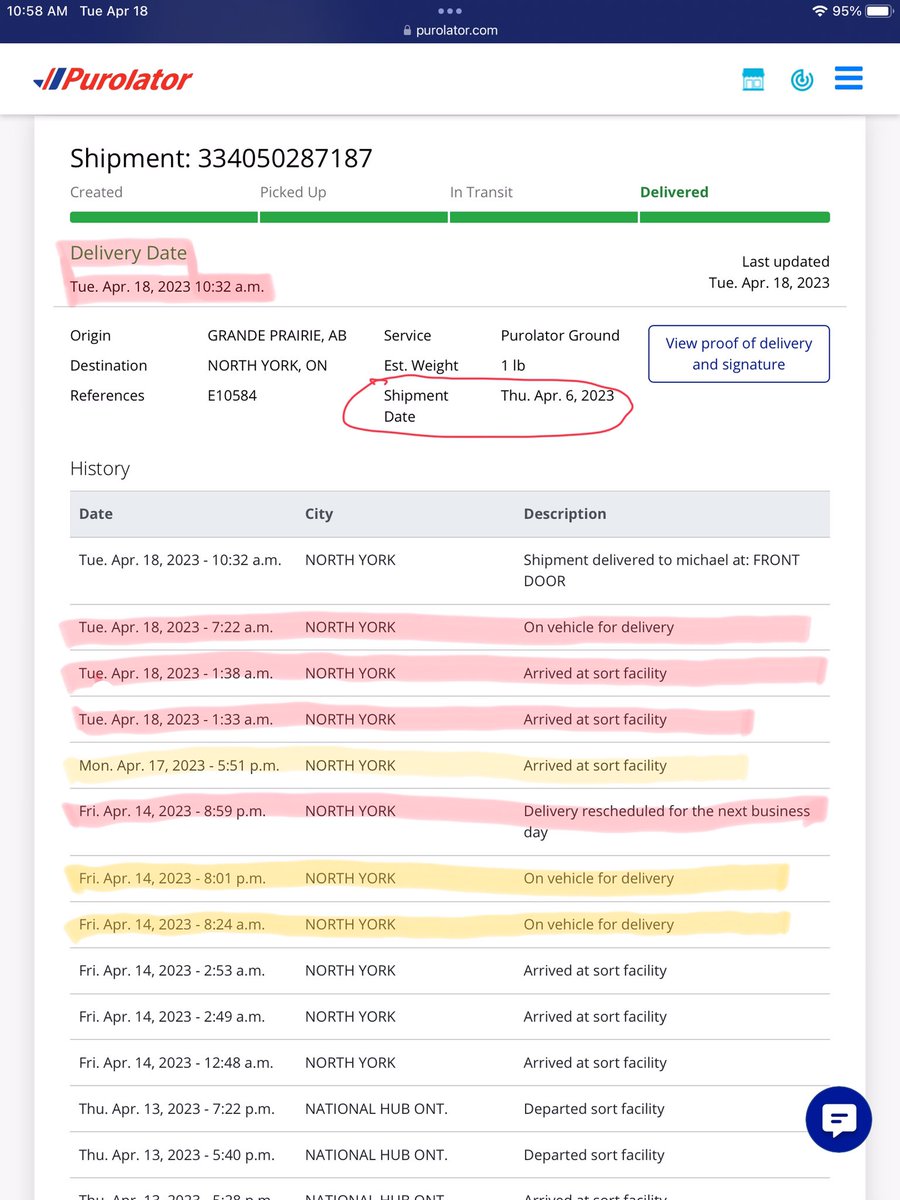 MCWPhoto's tweet photo. Two days later then expected, but it arrived @PurolatorInc not sure why it was late or why it was sorted so many times. Also never received sms just emails even though you didn’t have that yesterday. Puzzling #purotwodayslater #theyfoundmydelivery #theyfinallydelivered https://t.co/aonygZZwm9