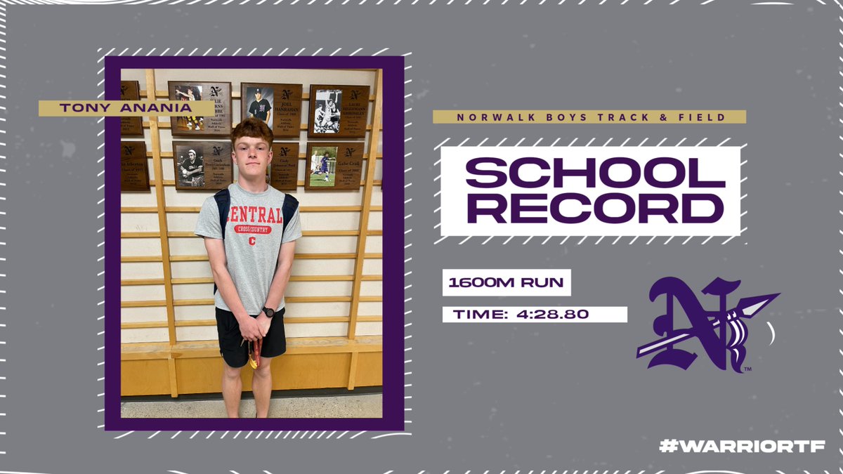 warrior_track's tweet photo. 🚨 School Record Alert 🚨

Tony Anania now holds the school record for the 1600m run after it was held by Kit Anderson since 2011! https://t.co/BthDkuIoXv