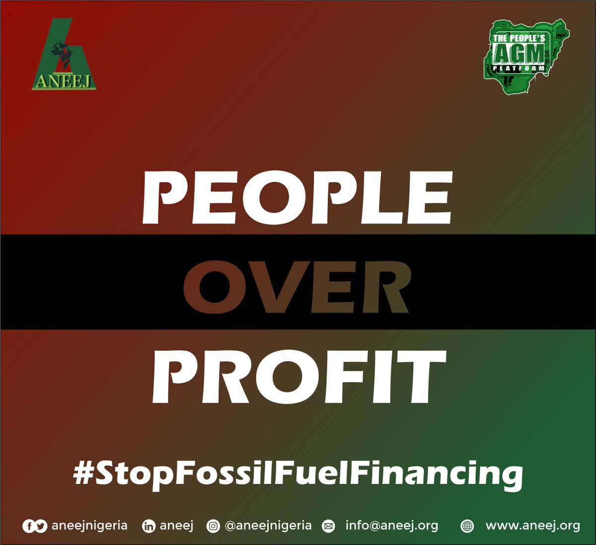 aneejnigeria's tweet photo. #StopFossilFuelFinancing #PeoplesAGM Our message is simple: We desire responsible investment and want Oil companies and Investors to take responsibility for “loss and damage” in the Niger Delta. @MBuhari @NGRPresident @ProfOsinbajo @MKKyari @FMEnvng @NigeriaGov @HETimipreSylva https://t.co/qCD1knRvLh
