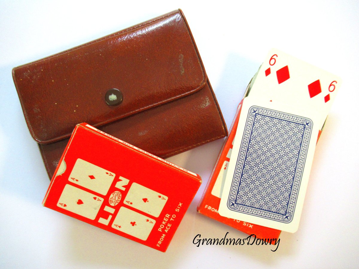 GrandmasDowry's tweet photo. Poker Playing Cards, Duo Pack In Brown Faux Leather Plastic Case, 1960s Vintage Deadstock https://t.co/360tDrCb6b #brown #pokerplayingcards #duocardpack #1960svintage #plasticcase #games #lionplayingcards #lionfactoryltd #pokercarddecks https://t.co/Q2MgG0HxYr