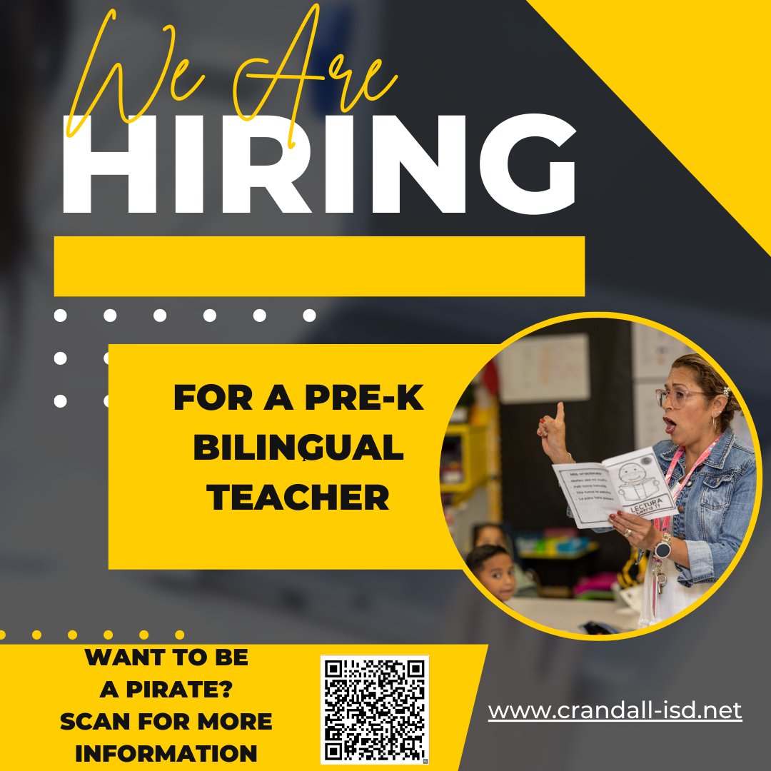 Noble-Reed Elementary is in search of a Pre-K Bilingual Teacher. Visit our website to apply or stop by the CISD job fair on Monday, April 24 from 5-7p at the administration building. Come join Pirate Nation!