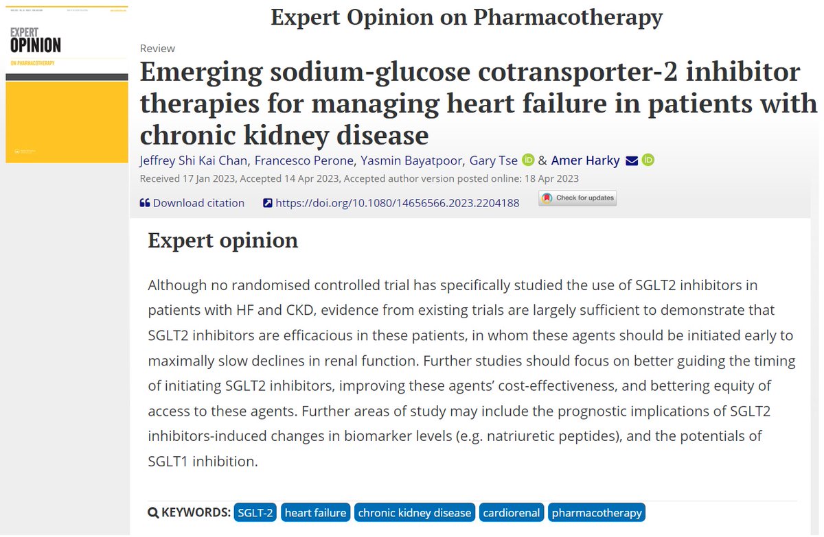 Just published our review article about emerging sodium-glucose cotransporter-2 inhibitor therapies for managing heart failure in patients with chronic kidney disease.
doi.org/10.1080/146565…
Proud of our working group, always active!
@GaryTse1 @cvanalytics2015 @JeffreyChansky