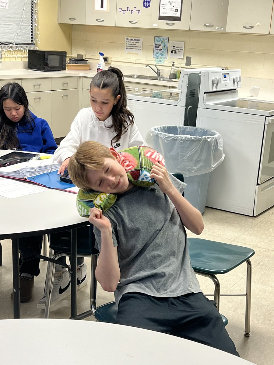 The kids are testing out the neck pillows we will be making next week… Safe to say they are enjoying them! They are ready for a good nights sleep 😴