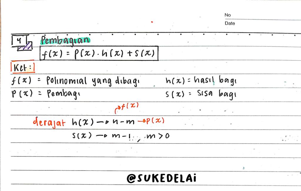 snbtfess's tweet photo. Catatan Kelas 11 : Suku Banyak ( Polinomial ) 🏃‍♀️✨

sumber : rg, materi sekolah
tags📚 : rangkuman, catatan, sekolah, SMA, ringkasan, matematika
by @sukedelai https://t.co/T19PXVt4TT