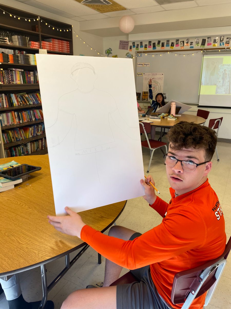 Body biographies are going well in 8th grade reading!  The kids requested a group project in their last reflection letter, and this one has already been a lot of fun. I can’t wait to hang the finished products up our hallway. #springbookclubs #PalmyraMSproud