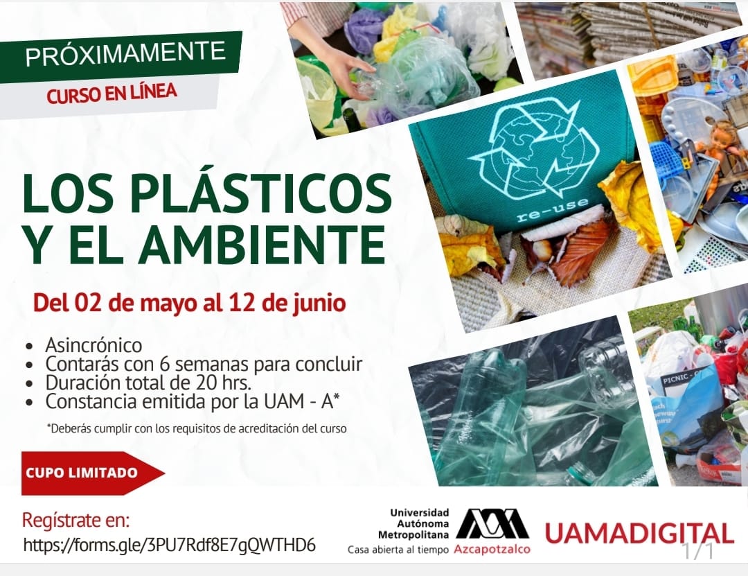 TogetherOcean's tweet photo. 2a edición del curso en línea "Los plásticos y el ambiente" abierto a todo público, la @UAMAzcOficial
otorgará constancia por 20 horas.

🌐100% en línea
🤑Gratuito
⏰Asíncrono (6 semanas para concluir)

Registro: https://t.co/K34xHhrBSO, donde se te darán mayores detalles. https://t.co/vW9yB5rWUv