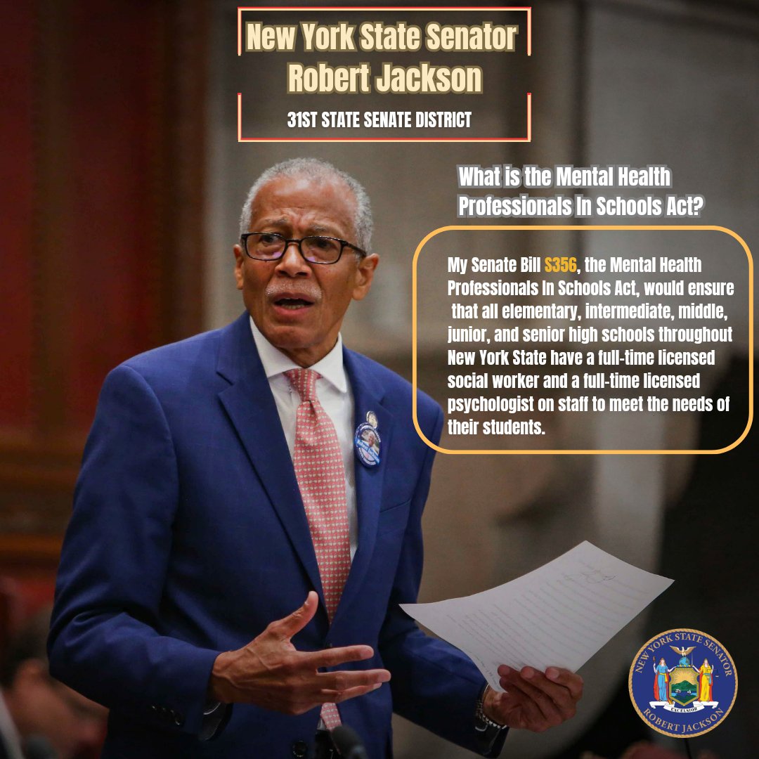 SenatorRJackson's tweet photo. Mental health concerns interfere with students' ability to learn, grow, &amp; develop. My bill, the Mental Health Professionals In Schools Act, will address that.

For more details on this bill, visit https://t.co/1QNbRiLMpW.

#ActionJackson #billoftheweek #District31 #mentalhealth https://t.co/h1Jvky8vi9