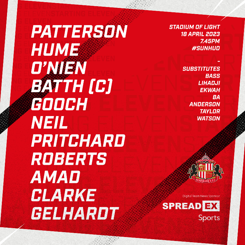 SunderlandAFC's tweet photo. Tony Mowbray's side to take on Huddersfield Town ⤵️🔴

#SAFC | #SUNHUD