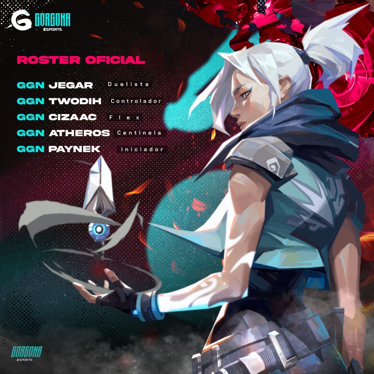 ¡Ya era hora de dar este GRAN ANUNCIO! 

Nos complace  presentarles a los Players que nos estarán representando en esta nueva etapa de #VALORANT 🐉

🔼 <a href="/Two_Dih/">TwoDih</a> 
🔼 <a href="/AtherosXL/">Atheros</a> 
🔼 <a href="/Jegar01/">Jegar</a> 
🔼 <a href="/Paynek__/">Pay</a> 
🔼 @CizaacVal 

#GGN #GOGorgona