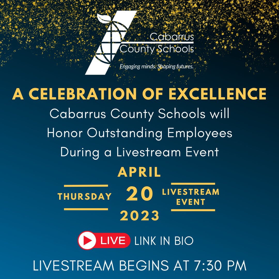 CabCoSchools's tweet photo. CCS is hosting a "Celebration of Excellence" on Thursday night to announce the 2023-24 CCS Teacher of the Year and Beginning Teacher of the Year. We will also be honoring those who have been named the best of our district this year. 
Livestream: https://t.co/2vS0qFETg6 https://t.co/XWbM4ooRgN