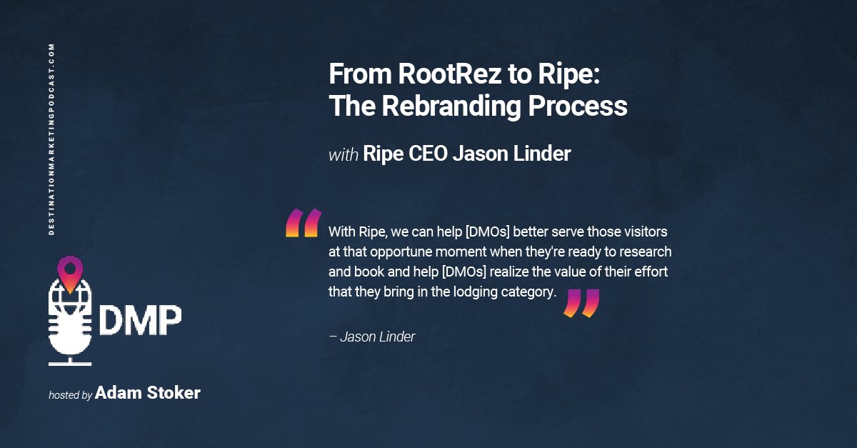 On this episode, Adam is joined by Jason Linder, CEO of Ripe, to discuss his company’s recent rebranding efforts including Ripe’s name change from RootRez. 

bit.ly/3L7jxMQ

#destinations #travel #DMO #destinationmarketing #travelgram #runningadestination #podcasts