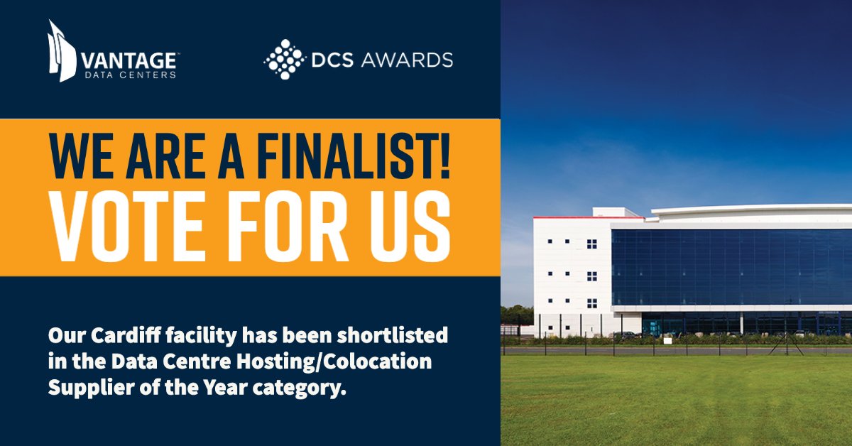 VantageDC's tweet photo. If you haven’t already done so, it’s time to vote for Vantage! We have been shortlisted for this year’s @dw_DCS Awards for Data Centre Hosting/Colocation Supplier of Year. 

Please vote below to show your support for Vantage:
https://t.co/ZRHxtPjpXW https://t.co/8oBQSeQzGF