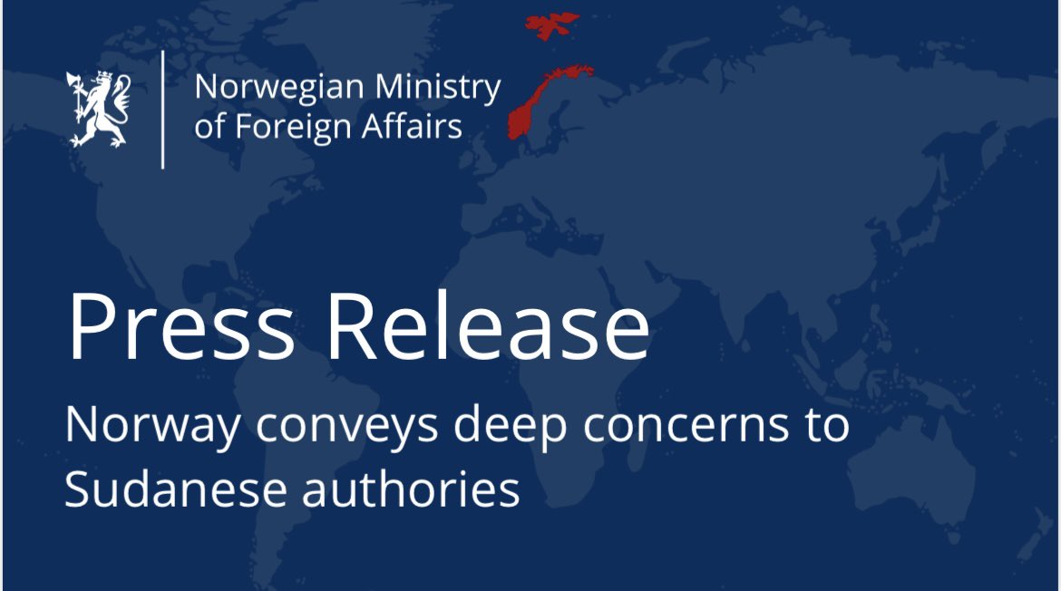 We have communicated our deep concerns about the extremely dangerous situation for diplomats in Khartoum to the Sudanese Government. We are asking authorities to fulfil their duty to protect diplomatic personnel 
- FM <a href="/AHuitfeldt/">Anniken Huitfeldt</a> 

➡️ regjeringen.no/en/aktuelt/nor…