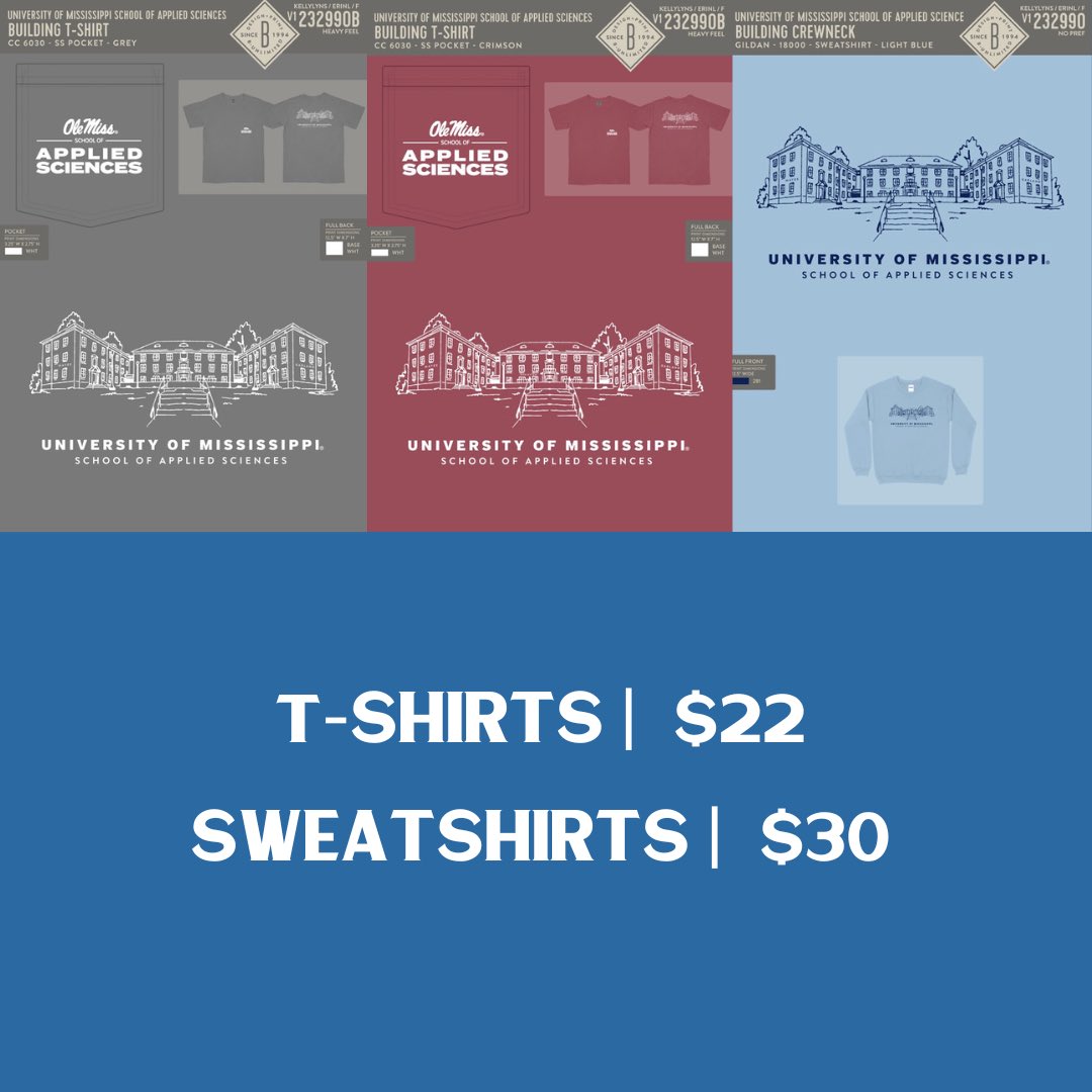 OleMissSAS's tweet photo. Represent the School of Applied Sciences with an awesome t-shirt or sweatshirt. 

https://t.co/g5viQZGilR https://t.co/itOni0srJD