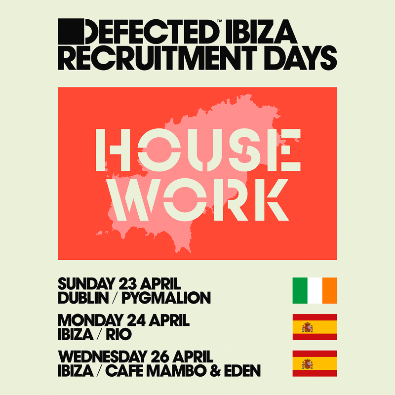 DefectedRecords's tweet photo. This month we’ll be hosting three registration sessions and mixers, on Sunday 23rd April in Dublin, which also includes a panel discussion on all things you need to know in Ibiza &amp; on Wednesday 26th April in Ibiza 🕺

All info can be found by clicking the link on the post 😉