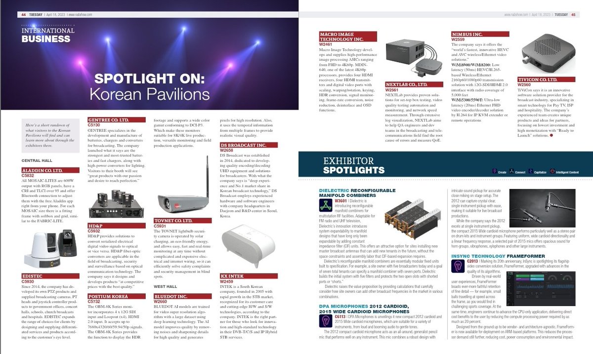 InSyncLtd's tweet photo. Great to be featured in today's @NABShow Daily - check out our gold standard #FrameFormer  #framerate converter on our booth #C2013 today! #NABShow #NABShow100 #NABAmplify https://t.co/6J0J6bX0bk