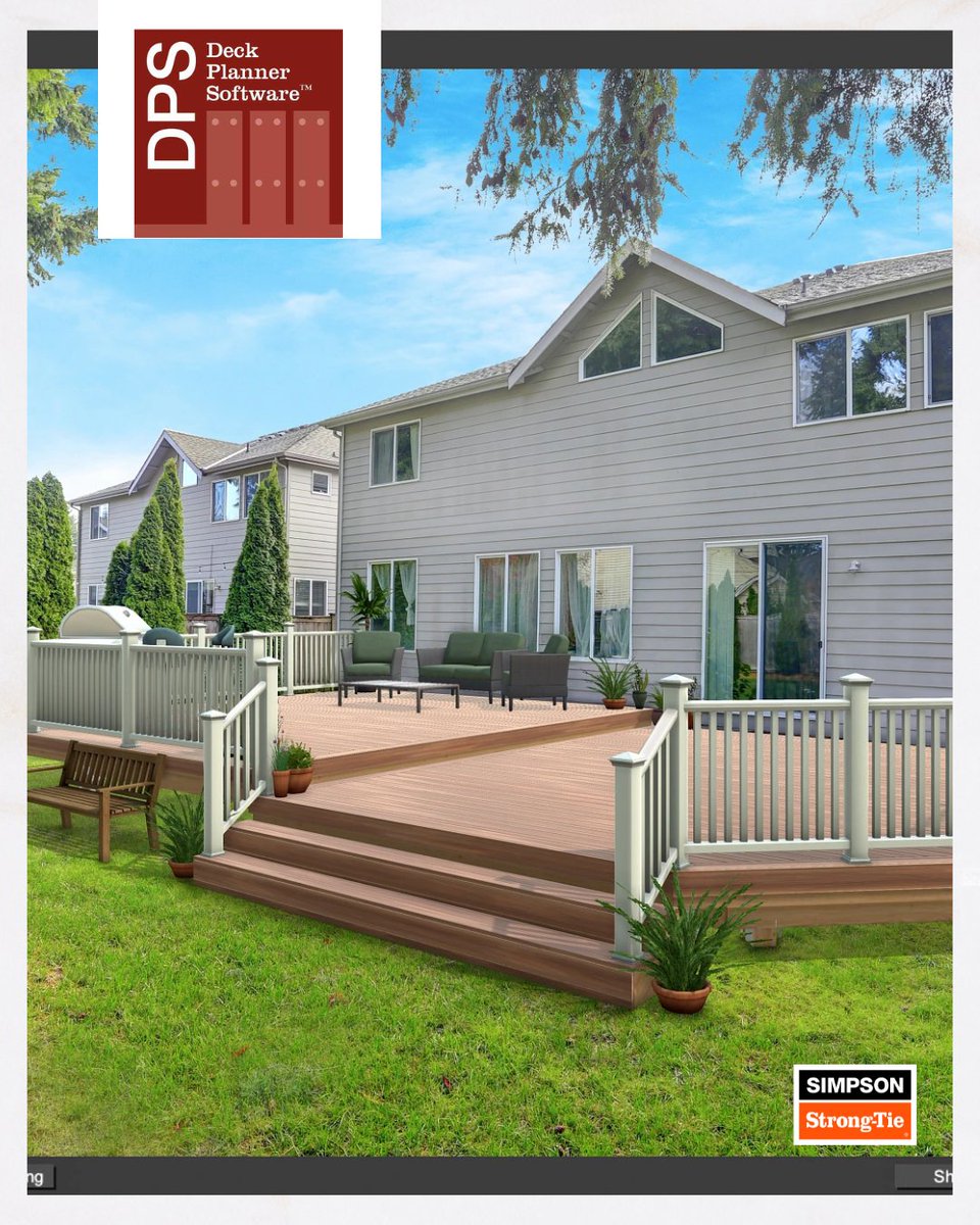 strongtie's tweet photo. Are you ready to take your outdoor living space to the next level? Look no further than Simpson Strong-Tie's Deck Planner Software! #deckplanner #strongtie
Partners: @BornToBuild https://t.co/NrilmkR9oF