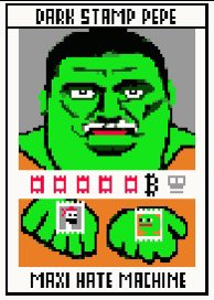 The Maxi Hate Machine 🐸
Bitcoin Stamp 18085

First dispo open 0.00020 btc 
xchain.io/tx/e77277c9283…