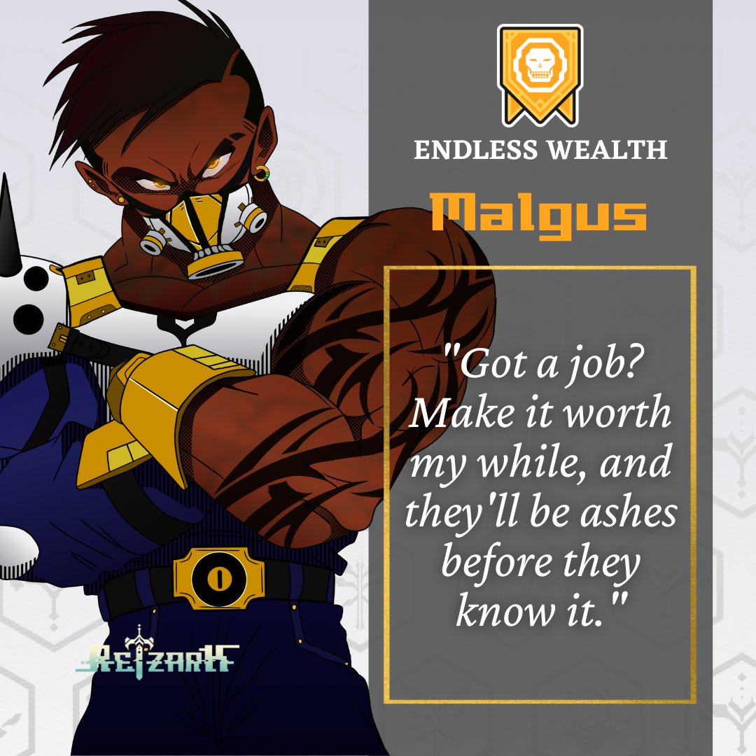 RetzarkGame's tweet photo. Introducing Malgus 🔥💀💰 - The Incinerator. 

This ruthless killer from Endless Wealth is always looking for his next target. Got a job? 

Make it worth his while, and they'll be ashes before they know it. 

https://t.co/IbW1NuKCdx 

#retzark #Malgus https://t.co/ccPPZI4VGq