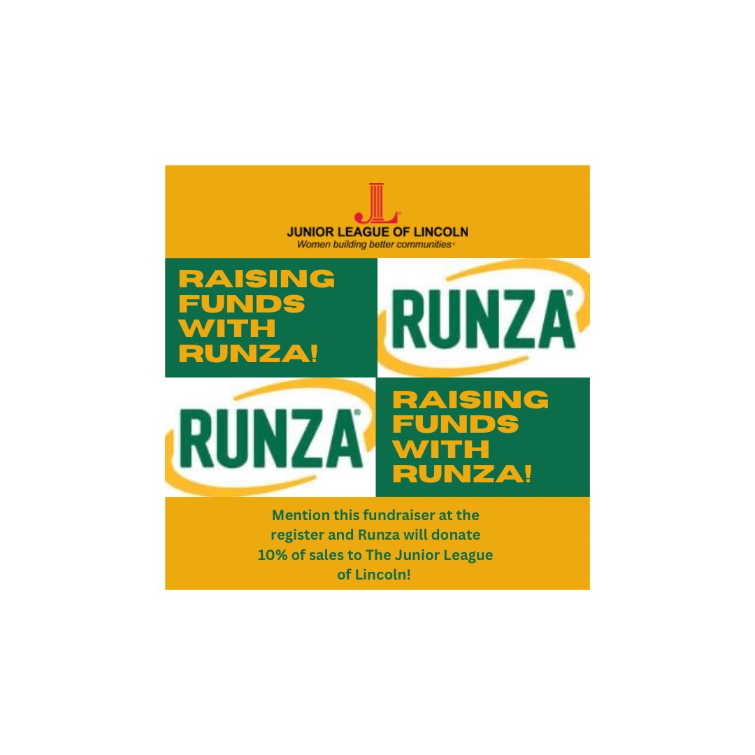 JLLincolnNE's tweet photo. Tonight from 5pm to 8pm, the Runza located on 4320 S 33rd St, Lincoln, NE 6851 will donate 10% of that days profits to JLL! https://t.co/751zEzGqmW
