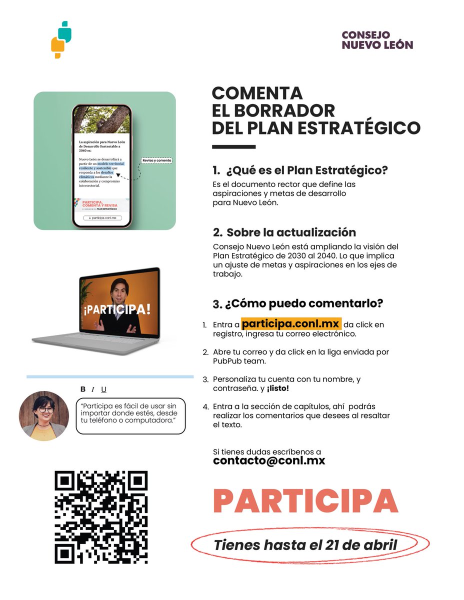 ConsejoNL's tweet photo. Tienes hasta el viernes para comentar el  borrador del Plan Estratégico en https://t.co/PPdQZwy7k5 Construye el futuro de Nuevo León #Hoy https://t.co/VE1xBarGzG