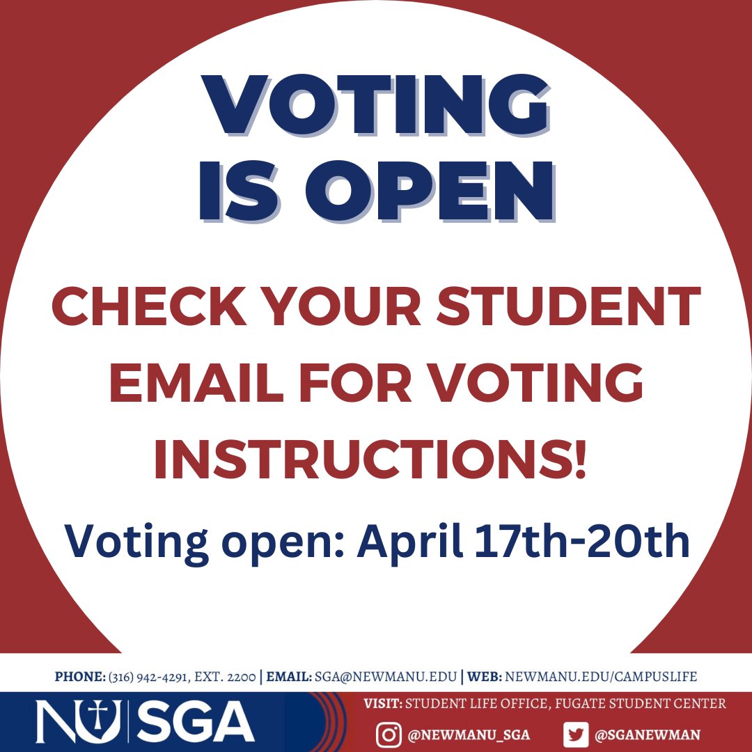 SGANewman's tweet photo. Make sure to vote for your next President/VP, Division Chair Senators, and At-Large Senators!!! https://t.co/90KQqE32HO