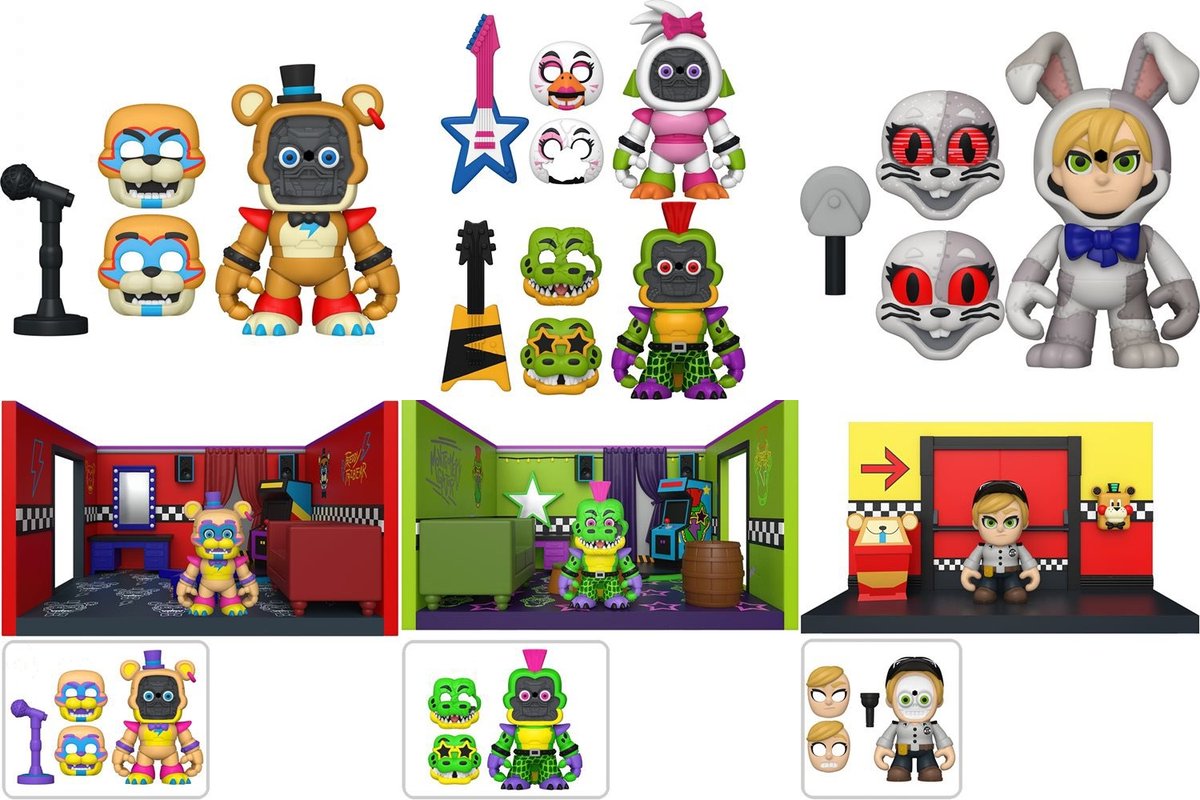 JonnyBlox's tweet photo. First look at Funko's upcoming Security Breach wave of SNAP figures!

The wave includes Glamrock Freddy, Vanny, Glamrock Chica and Monty 2-Pack, Glamrock Freddy with Dressing Room Set, Monty with Dressing Room Set, and Vanessa with Hallway Set.

The wave is set for an August release on Entertainment Earth!
#fnaf #fivenightsatfreddys #securitybreach #fnafsb
