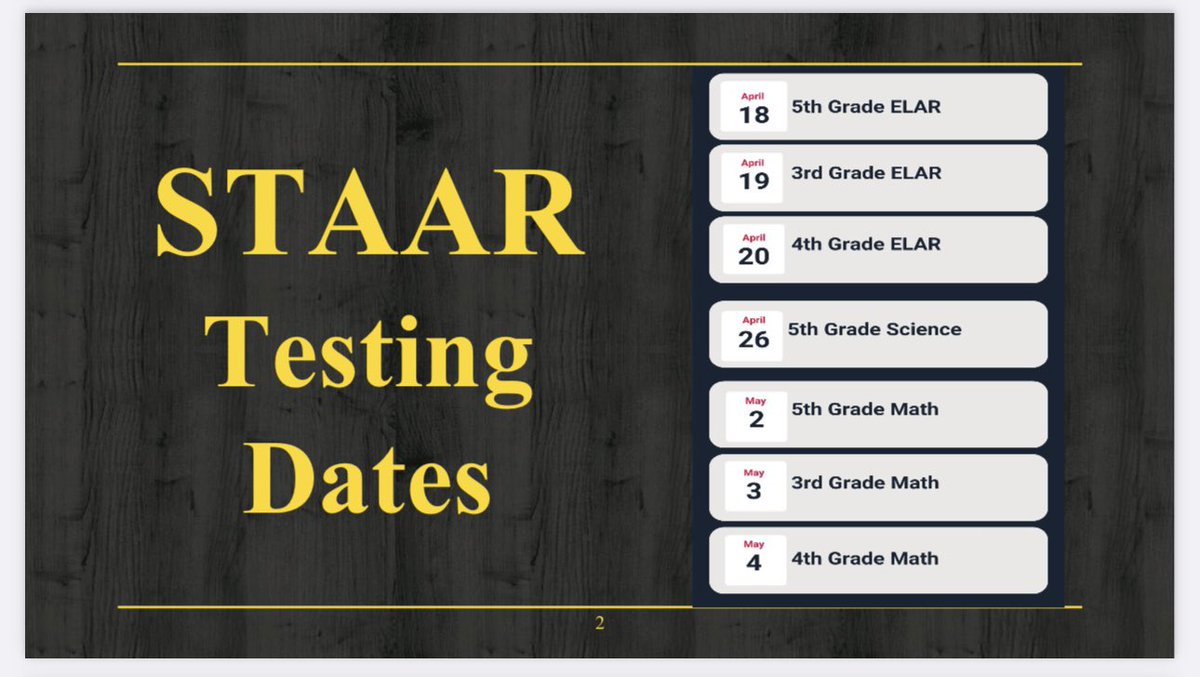 Barrow_CBISD's tweet photo. ⭐️ Barrow Elementary STAAR Testing Schedule ⭐️ Please plan accordingly, as our campus will be CLOSED to visitors and deliveries during testing and make-up days. #WeAreBarrow https://t.co/73x3Nx0Ut4