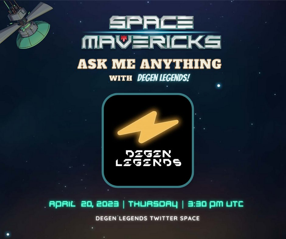🚀 Fasten your seatbelts for an out-of-this-world Ask Me Anything Session with Degen Legends! 

@DegenLegends is an Esports team built by pro gamers, and a dedicated community of gamers, gamblers, NFT traders, and Web3 builders.