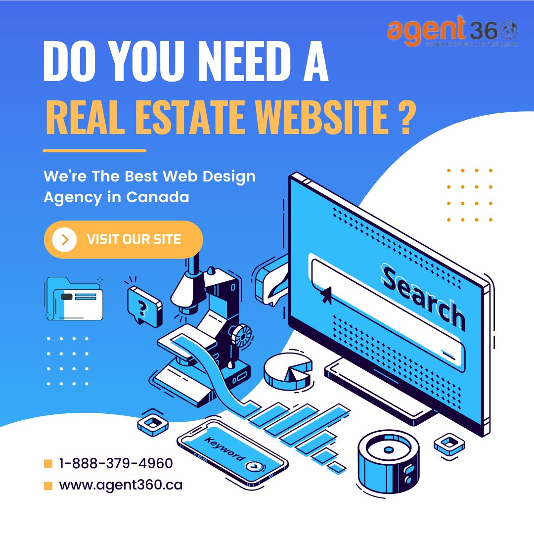 Agent360CA's tweet image. 📷 Start today: bit.ly/3uNngoA
-
#Agent360 #realestatewebdesign #digitalmarketing #digitalmarketingagency #websitedevelopment #websitedesign #realestatewebsites #canadianrealestateagents #realestateagent #brokersincanada #onlinepresence #top10keywordrankings