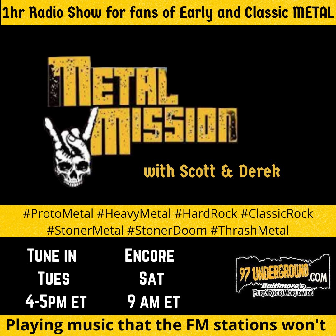 Tune in today 4-5pm et usa for some early #protometal #70srock with some #stonerdoom #doommetal #heavymetal #newmusic @97underground @ZombieRitual97